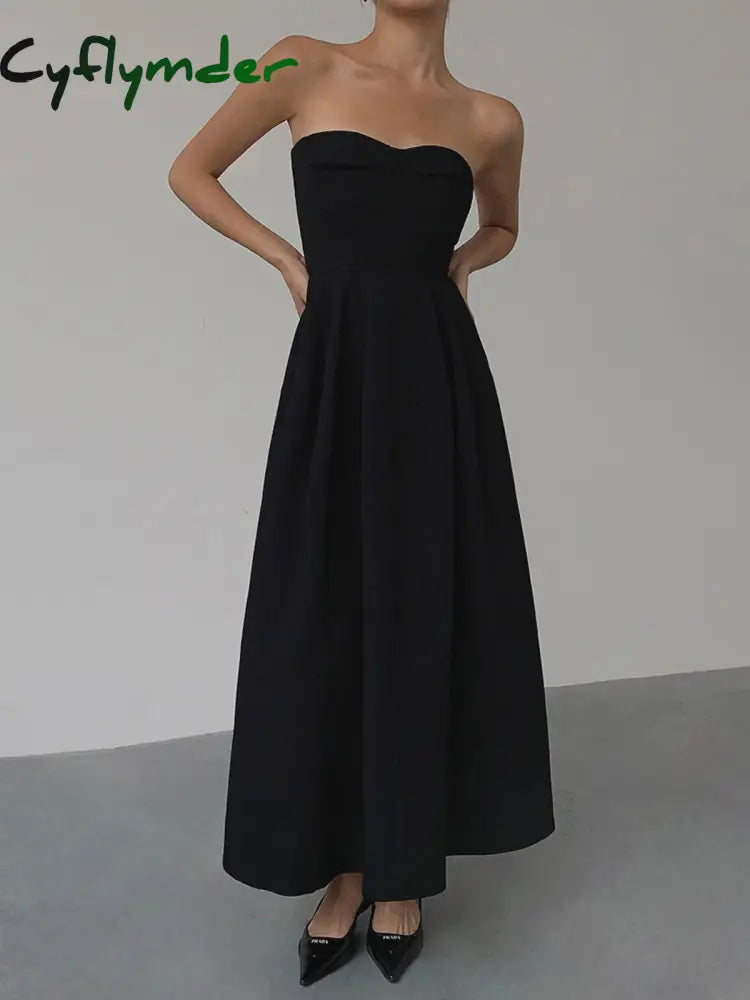 Cyflymder - Contour Piping Strapless Tank Long Dress Black / Xs Dresses