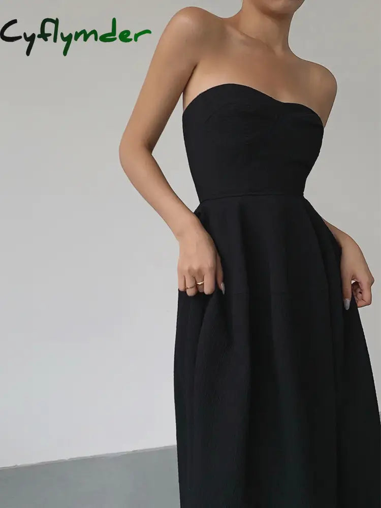 Cyflymder - Contour Piping Strapless Tank Long Dress Dresses