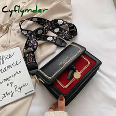 Cyflymder Contrast Color Leather Crossbody Bags For Women Travel Handbag Fashion Simple Shoulder