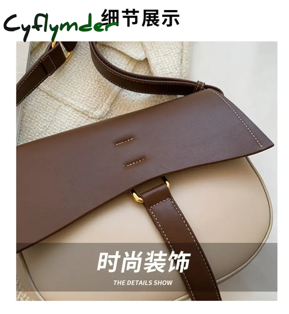 Cyflymder Contrast Color Saddle Bag Armpit New Quality Pu Leather Women’s Designer Handbag Luxury