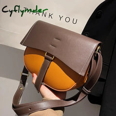 Cyflymder Contrast Color Saddle Bag Armpit New Quality Pu Leather Women’s Designer Handbag Luxury