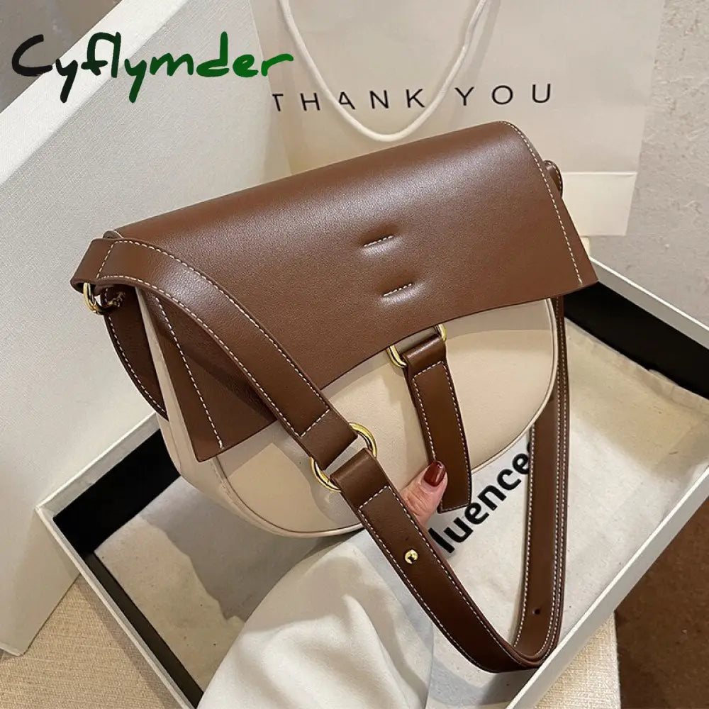 Cyflymder Contrast Color Saddle Bag Armpit New Quality Pu Leather Women’s Designer Handbag Luxury