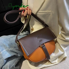 Cyflymder Contrast Color Saddle Bag Armpit New Quality Pu Leather Women’s Designer Handbag Luxury