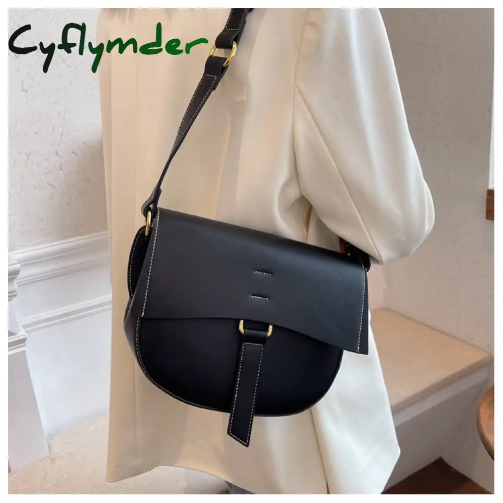 Cyflymder Contrast Color Saddle Bag Armpit New Quality Pu Leather Women’s Designer Handbag Luxury