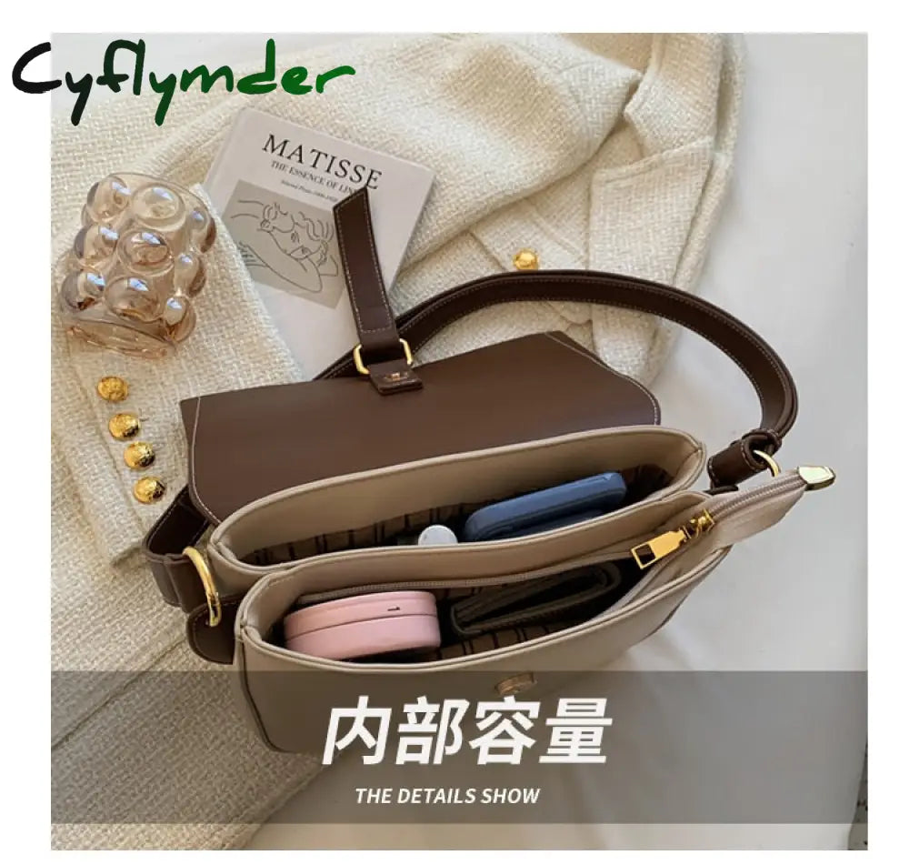 Cyflymder Contrast Color Saddle Bag Armpit New Quality Pu Leather Women’s Designer Handbag Luxury