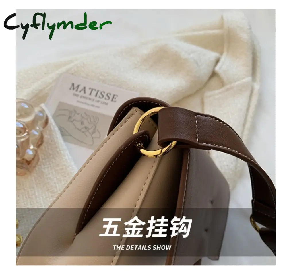 Cyflymder Contrast Color Saddle Bag Armpit New Quality Pu Leather Women’s Designer Handbag Luxury