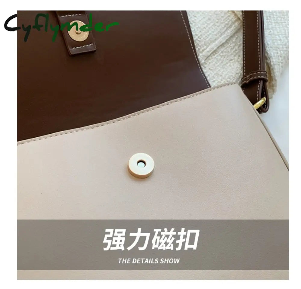 Cyflymder Contrast Color Saddle Bag Armpit New Quality Pu Leather Women’s Designer Handbag Luxury