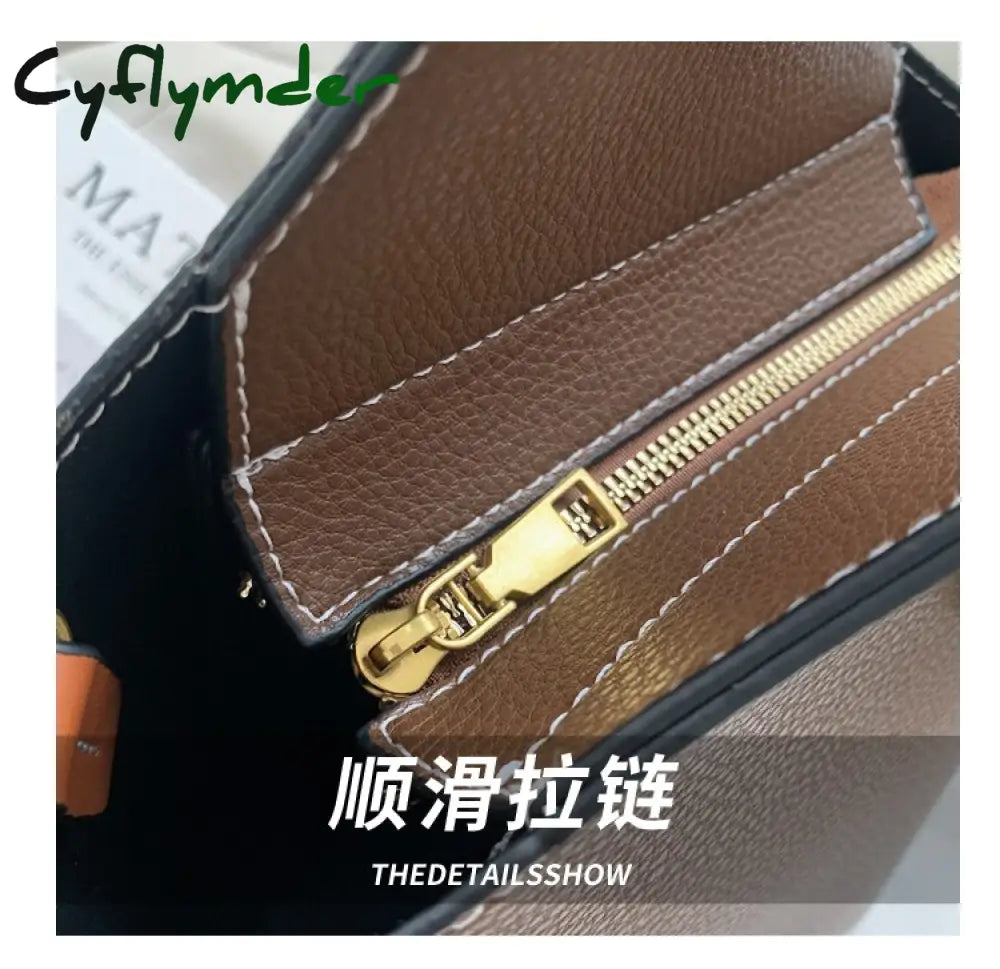 Cyflymder Contrast Color Tote Bucket Bag Fashion New High-Quality Pu Leather Women’s Designer