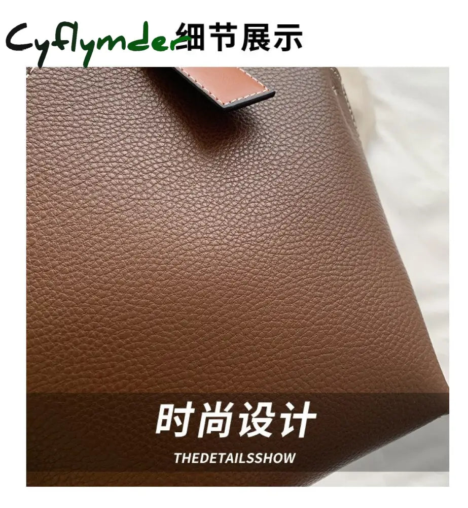 Cyflymder Contrast Color Tote Bucket Bag Fashion New High-Quality Pu Leather Women’s Designer