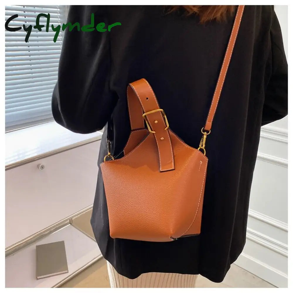 Cyflymder Contrast Color Tote Bucket Bag Fashion New High-Quality Pu Leather Women’s Designer
