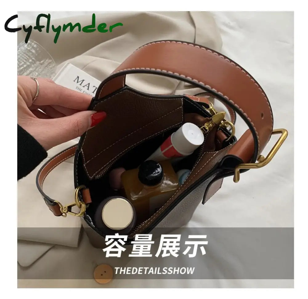 Cyflymder Contrast Color Tote Bucket Bag Fashion New High-Quality Pu Leather Women’s Designer