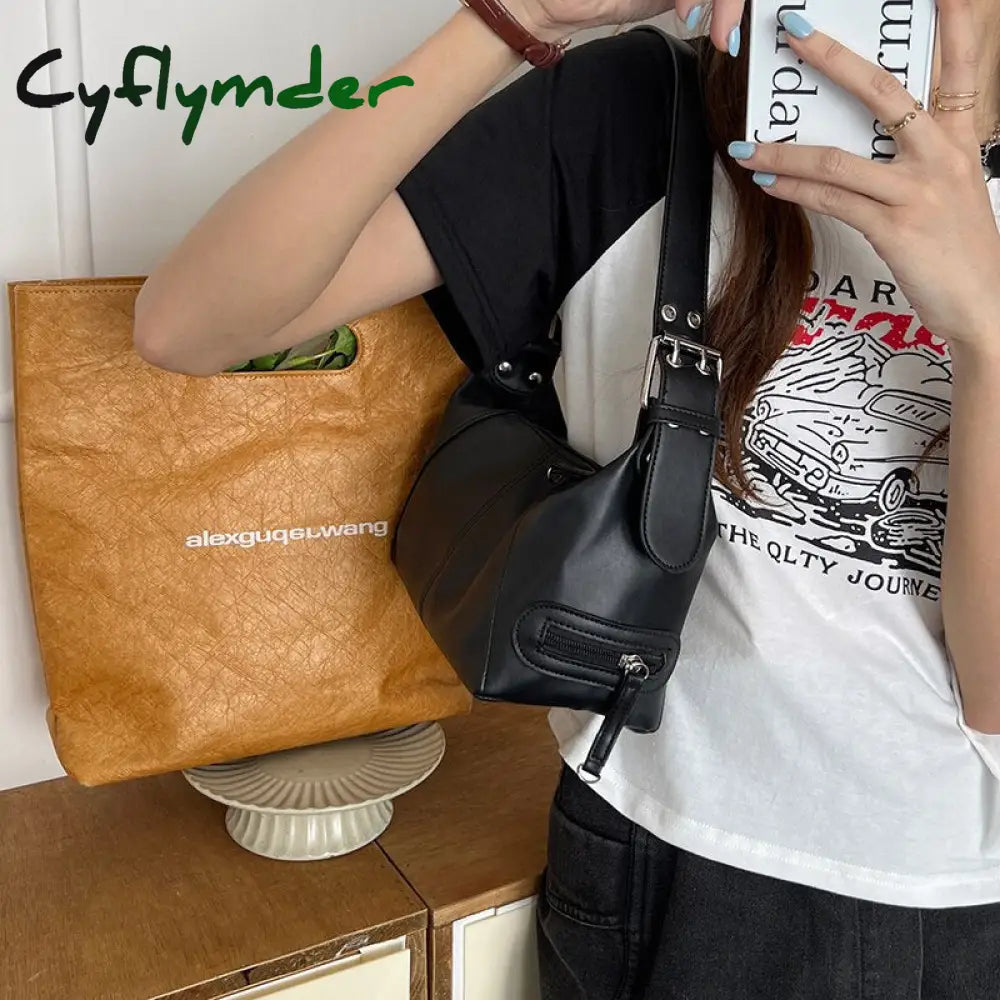 Cyflymder Cool Girls Hobos Small Shoulder Bags Soft Pu Leather Women’s Designer Underarm Bag