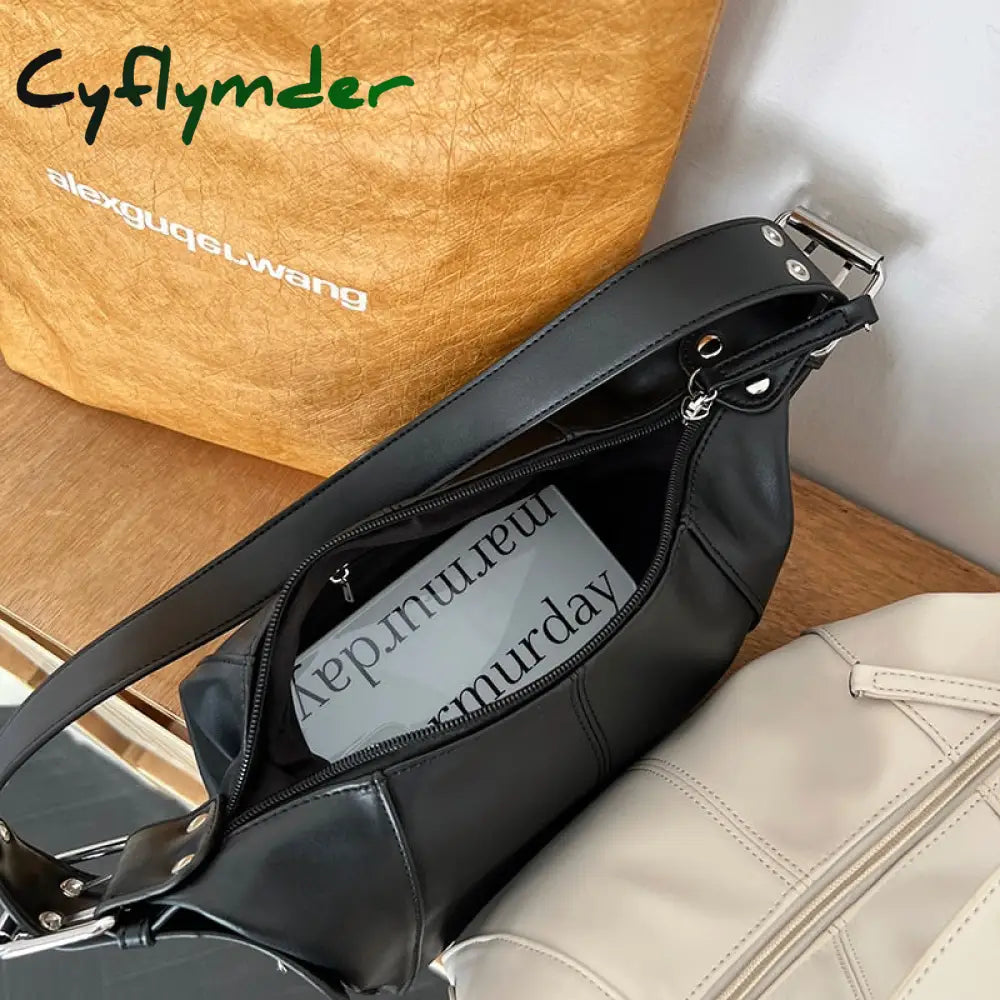 Cyflymder Cool Girls Hobos Small Shoulder Bags Soft Pu Leather Women’s Designer Underarm Bag