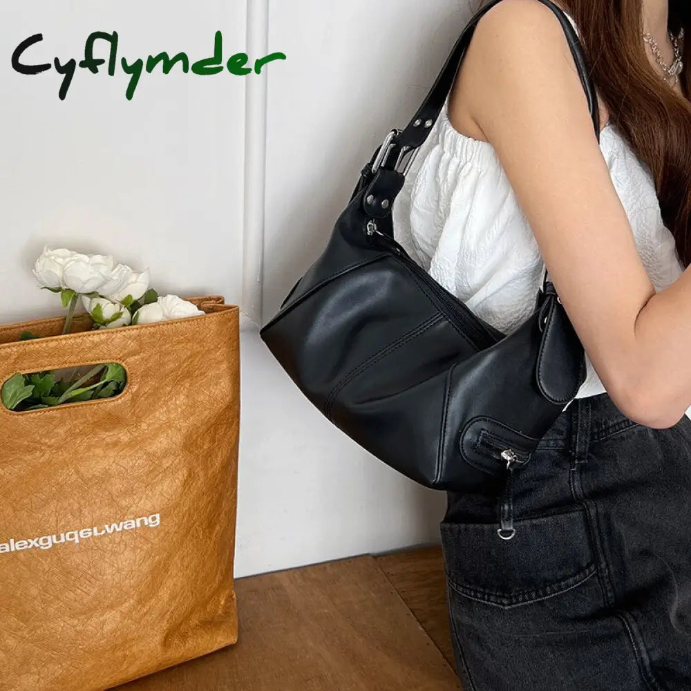 Cyflymder Cool Girls Hobos Small Shoulder Bags Soft Pu Leather Women’s Designer Underarm Bag