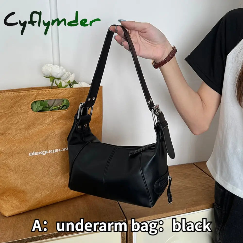 Cyflymder Cool Girls Hobos Small Shoulder Bags Soft Pu Leather Women’s Designer Underarm Bag