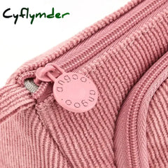 Cyflymder Corduroy Cute Pencil Case Macaron Colors Pencilcase Bags Make Up Pen Storage Bag School