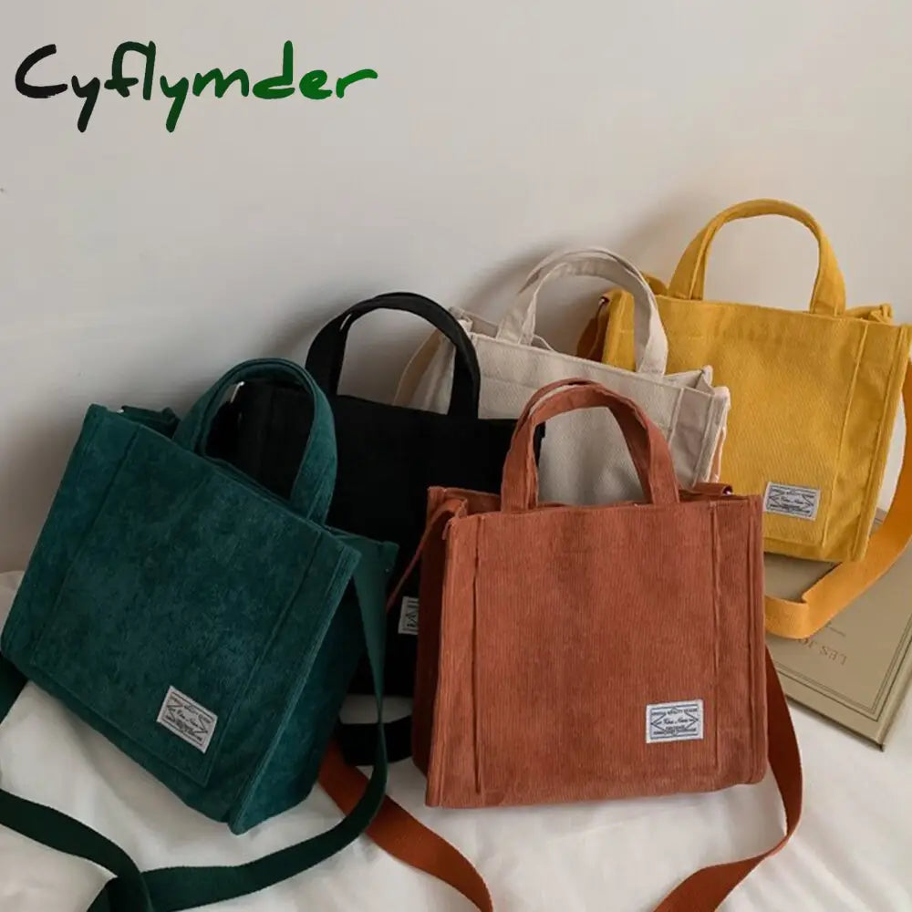 Cyflymder Corduroy Ladies Handbags New Trend Single Shoulder Bag Solid Color Buckle Messenger Small