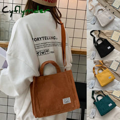 Cyflymder Corduroy Ladies Handbags New Trend Single Shoulder Bag Solid Color Buckle Messenger Small