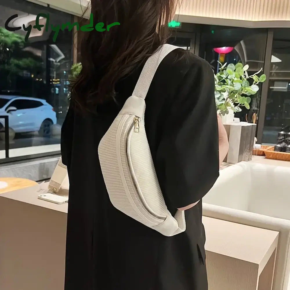 Cyflymder Corduroy Women’s Waist Bag Small Canvas Ladies Shoulder Crossbody Bags For Women 2024