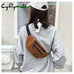 Cyflymder Corduroy Women’s Waist Bag Small Canvas Ladies Shoulder Crossbody Bags For Women Fanny