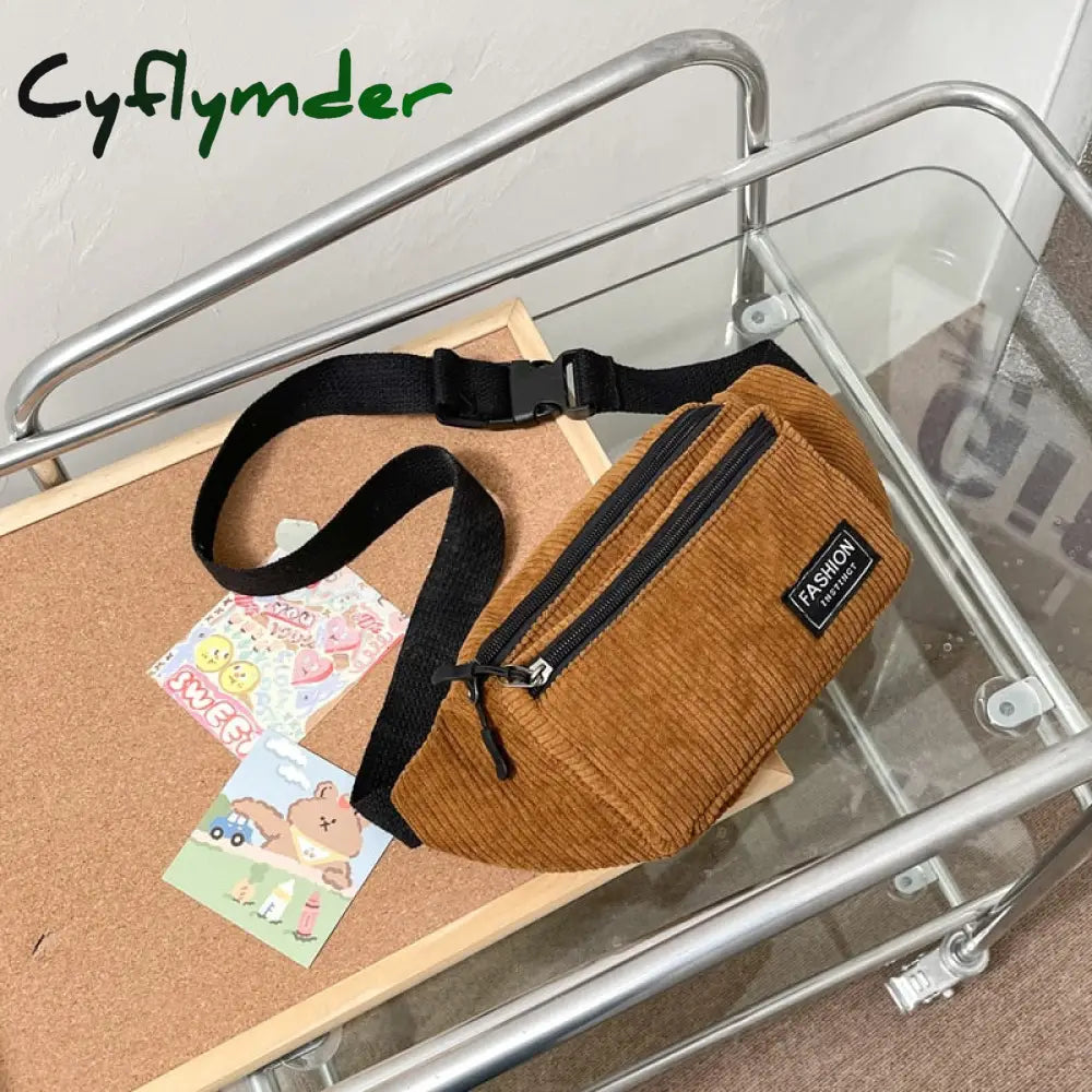 Cyflymder Corduroy Women’s Waist Bag Small Canvas Ladies Shoulder Crossbody Bags For Women Fanny