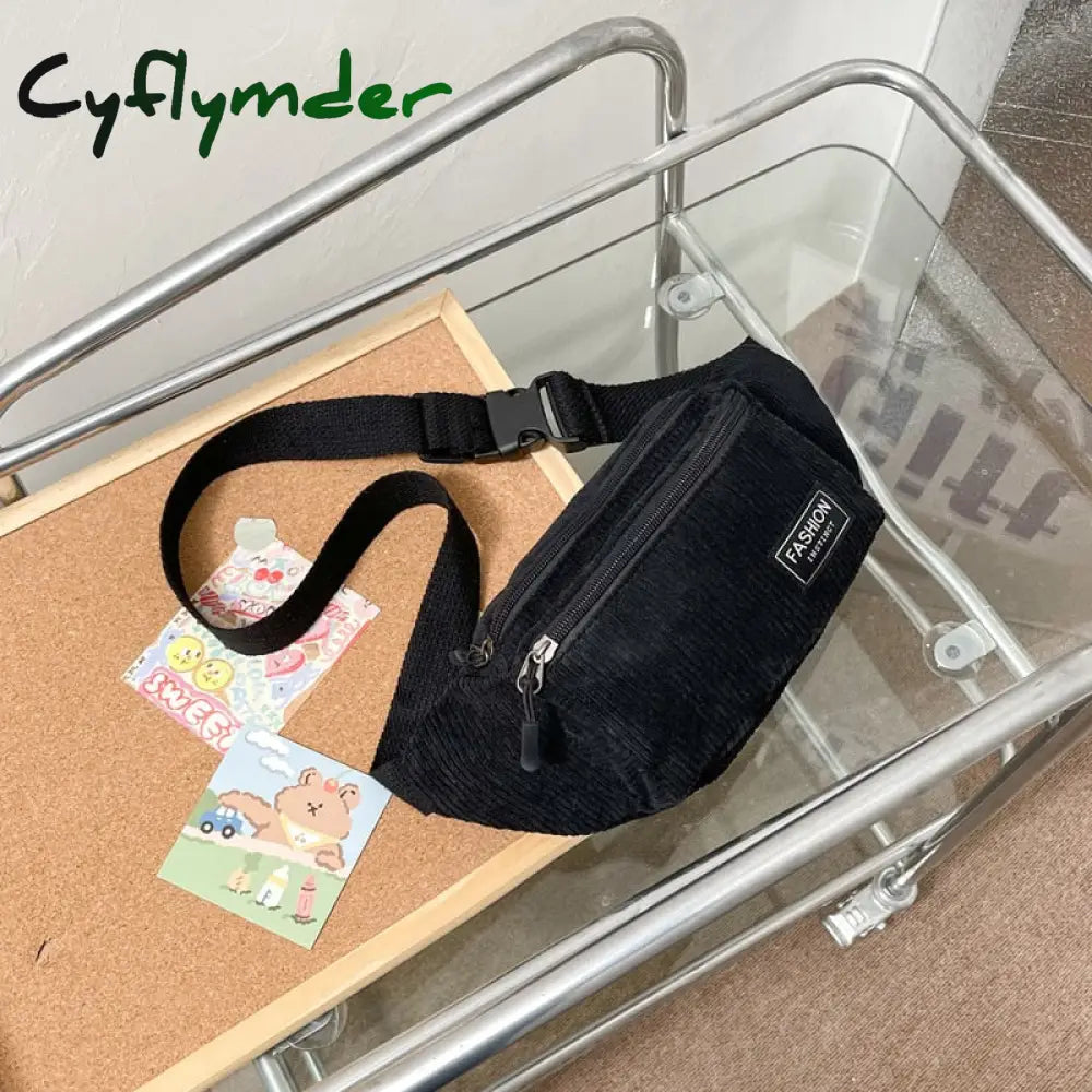 Cyflymder Corduroy Women’s Waist Bag Small Canvas Ladies Shoulder Crossbody Bags For Women Fanny