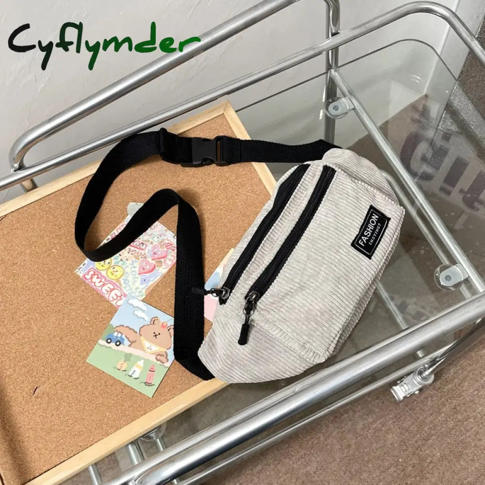 Cyflymder Corduroy Women’s Waist Bag Small Canvas Ladies Shoulder Crossbody Bags For Women Fanny