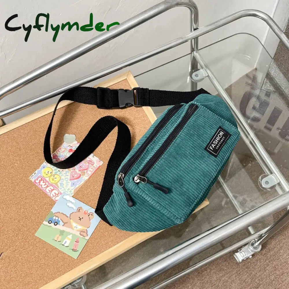 Cyflymder Corduroy Women’s Waist Bag Small Canvas Ladies Shoulder Crossbody Bags For Women Fanny