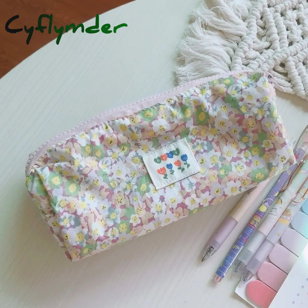 Cyflymder Cosmetic Bag For Women Make Up Small Cute Makeup Fabric Toiletry Students Pencil Case