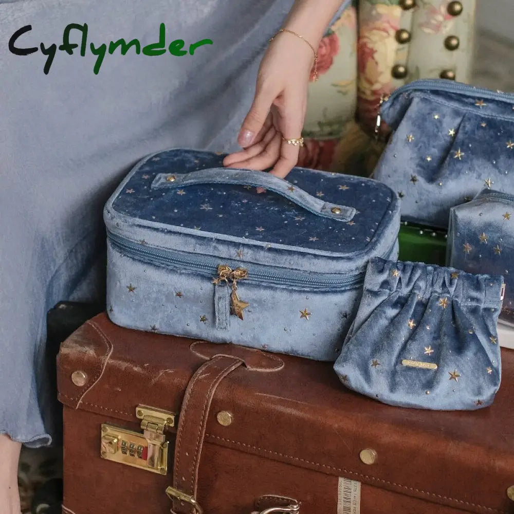 Cyflymder Cosmetic Bag Travel Toiletry Storage Beauty Makeup Bags Cosmetics Organizer Zipper Make