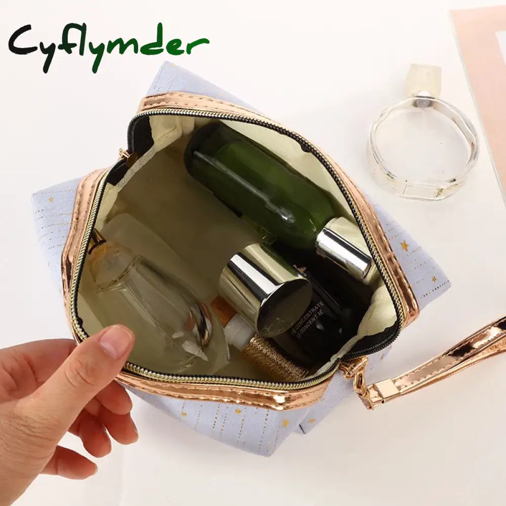 Cyflymder Cosmetic Bag Women Make Up Bling Stars Pouch Wash Toiletry Travel Ladies Makeup Tampon