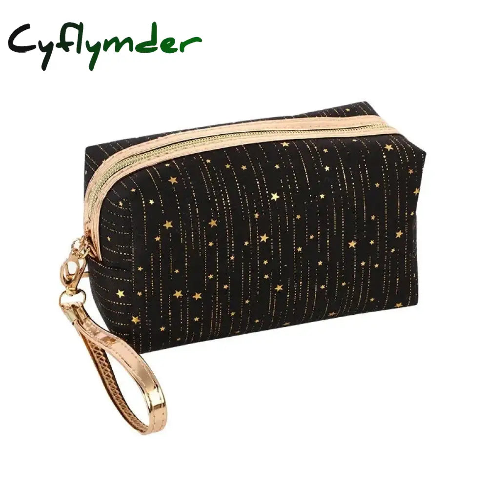 Cyflymder Cosmetic Bag Women Make Up Bling Stars Pouch Wash Toiletry Travel Ladies Makeup Tampon