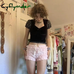 Cyflymder Cottage Y2K Coquette 90S Vintage Shorts Japanese Style Kawaii Ruffles Lace Multi-Layers