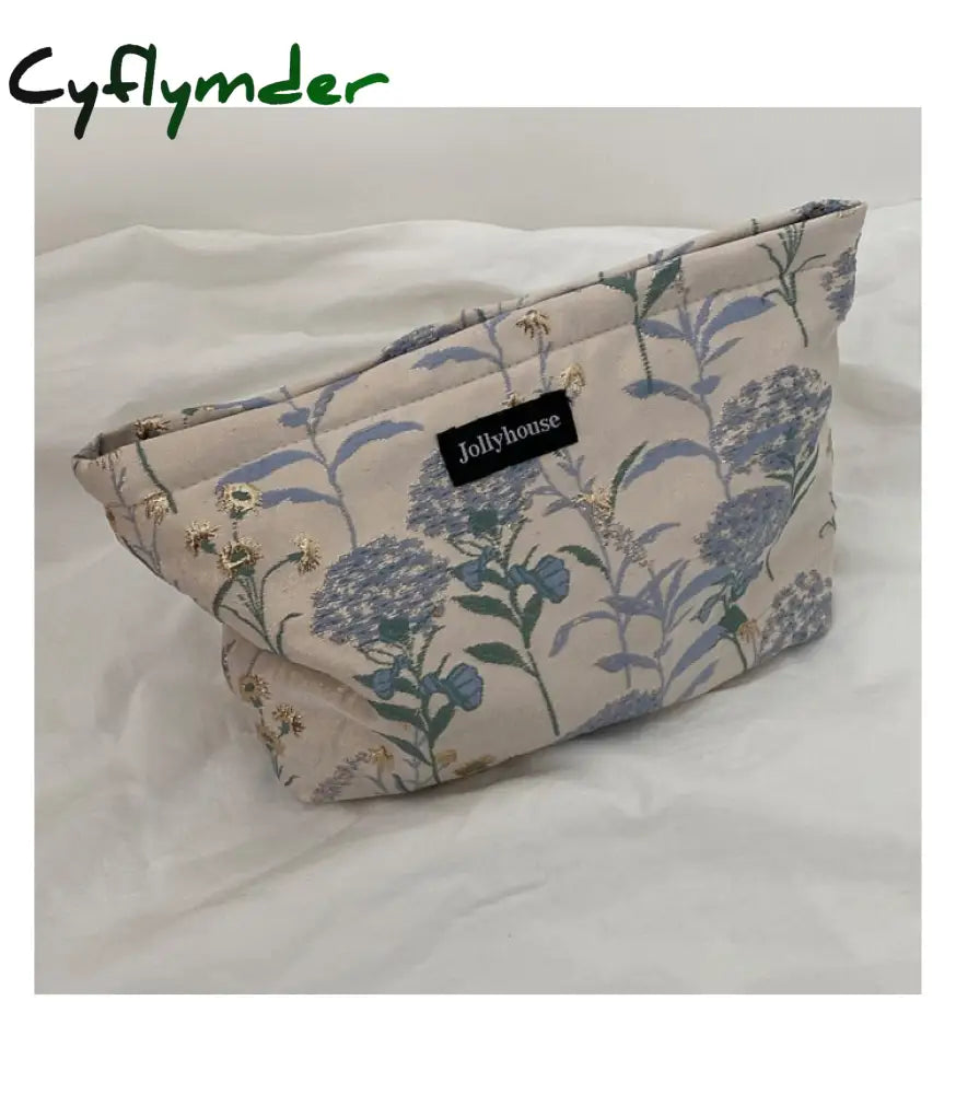 Cyflymder Cotton Floral Makeup Bathing Inner Bag For Women Cloth Travel Baby Toiletry Organizer For