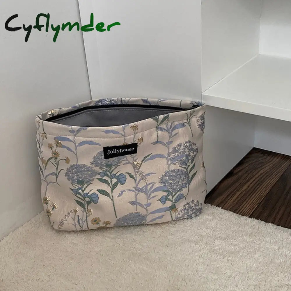 Cyflymder Cotton Floral Makeup Bathing Inner Bag For Women Cloth Travel Baby Toiletry Organizer For