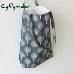 Cyflymder Cotton Linen Shopping Tote Bags Eco Friendly Reusable Carrying Canvas Shoulder Bag Big