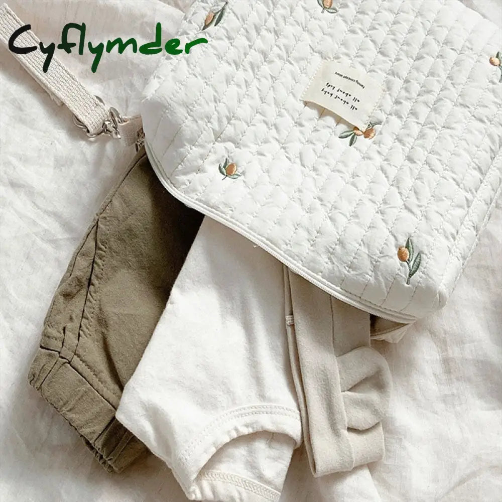 Cyflymder Cotton Mom Bag Organizer Cute Bear Embroidery Mommy Single Zipper Newborn Baby Diaper