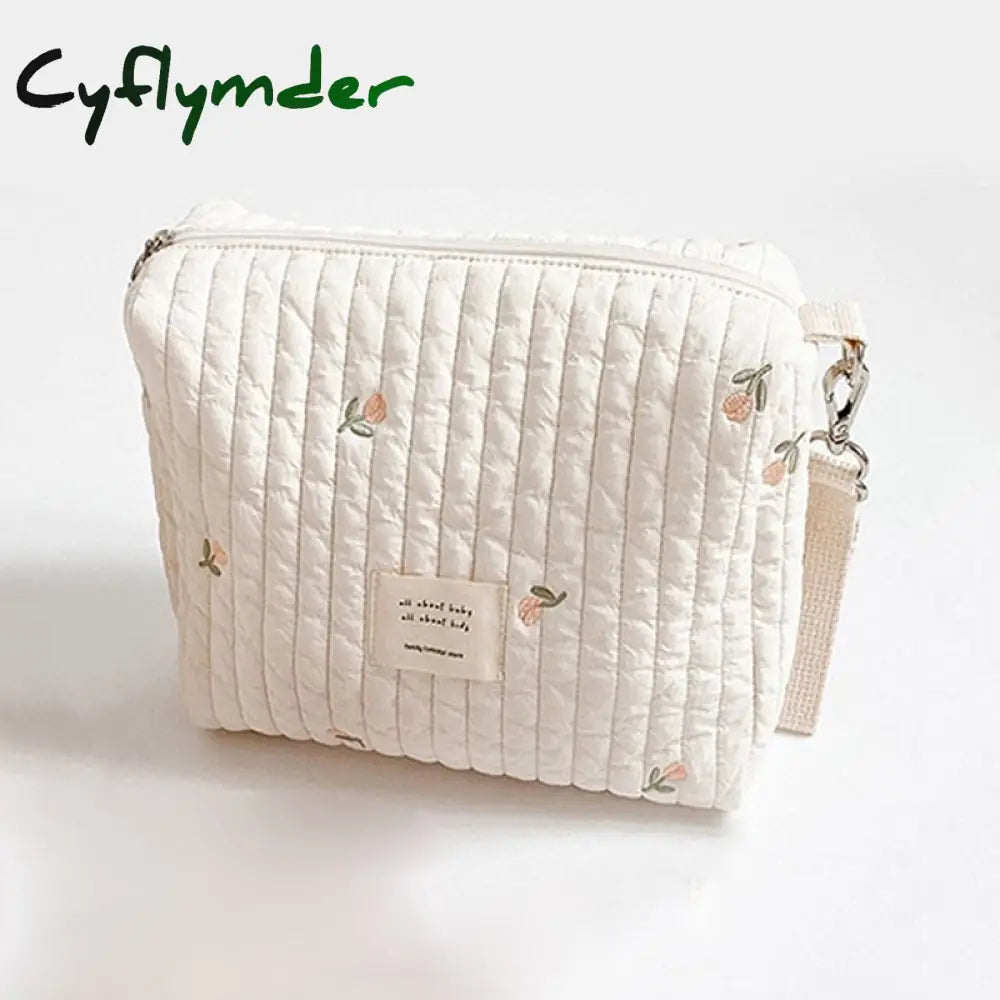 Cyflymder Cotton Mom Bag Organizer Cute Bear Embroidery Mommy Single Zipper Newborn Baby Diaper