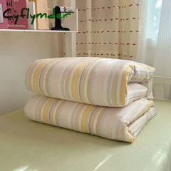 Cyflymder Cotton Plaid Bedroom Bedding Set White Dormitory Student Bed Linen Set Twin Size Offer Sheet Queen and King