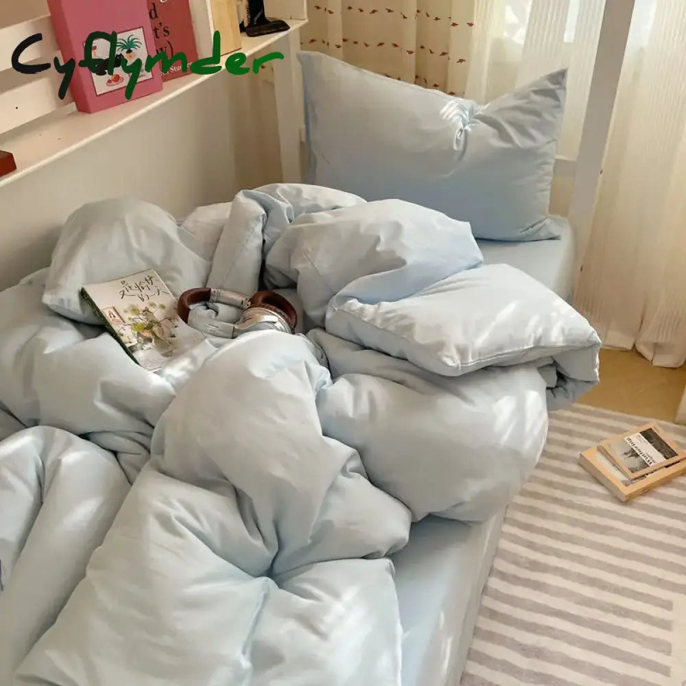 Cyflymder Cotton Plaid Bedroom Bedding Set White Dormitory Student Bed Linen Set Twin Size Offer Sheet Queen and King