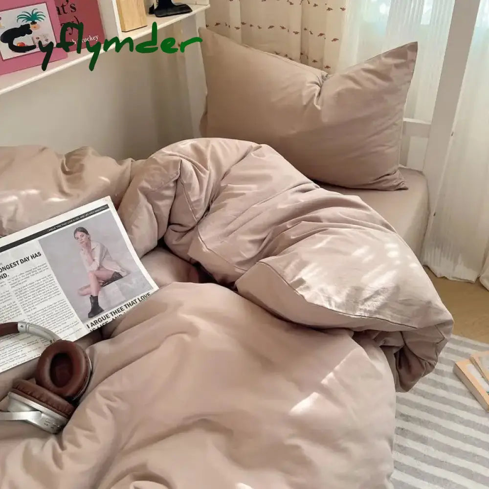 Cyflymder Cotton Plaid Bedroom Bedding Set White Dormitory Student Bed Linen Set Twin Size Offer Sheet Queen and King