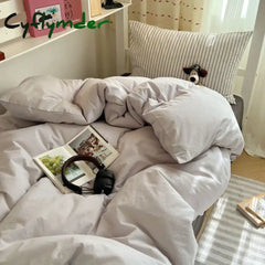 Cyflymder Cotton Plaid Bedroom Bedding Set White Dormitory Student Bed Linen Set Twin Size Offer Sheet Queen and King