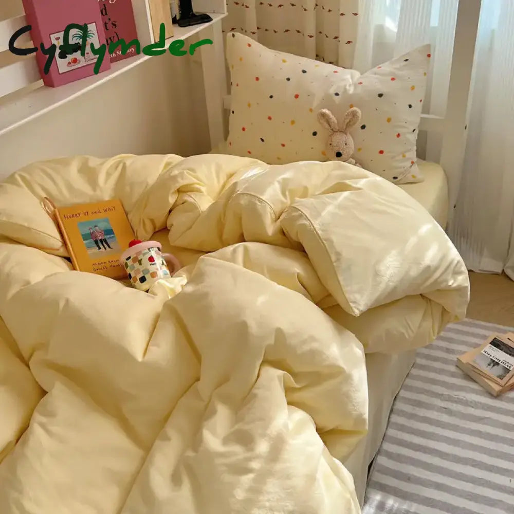 Cyflymder Cotton Plaid Bedroom Bedding Set White Dormitory Student Bed Linen Set Twin Size Offer Sheet Queen and King