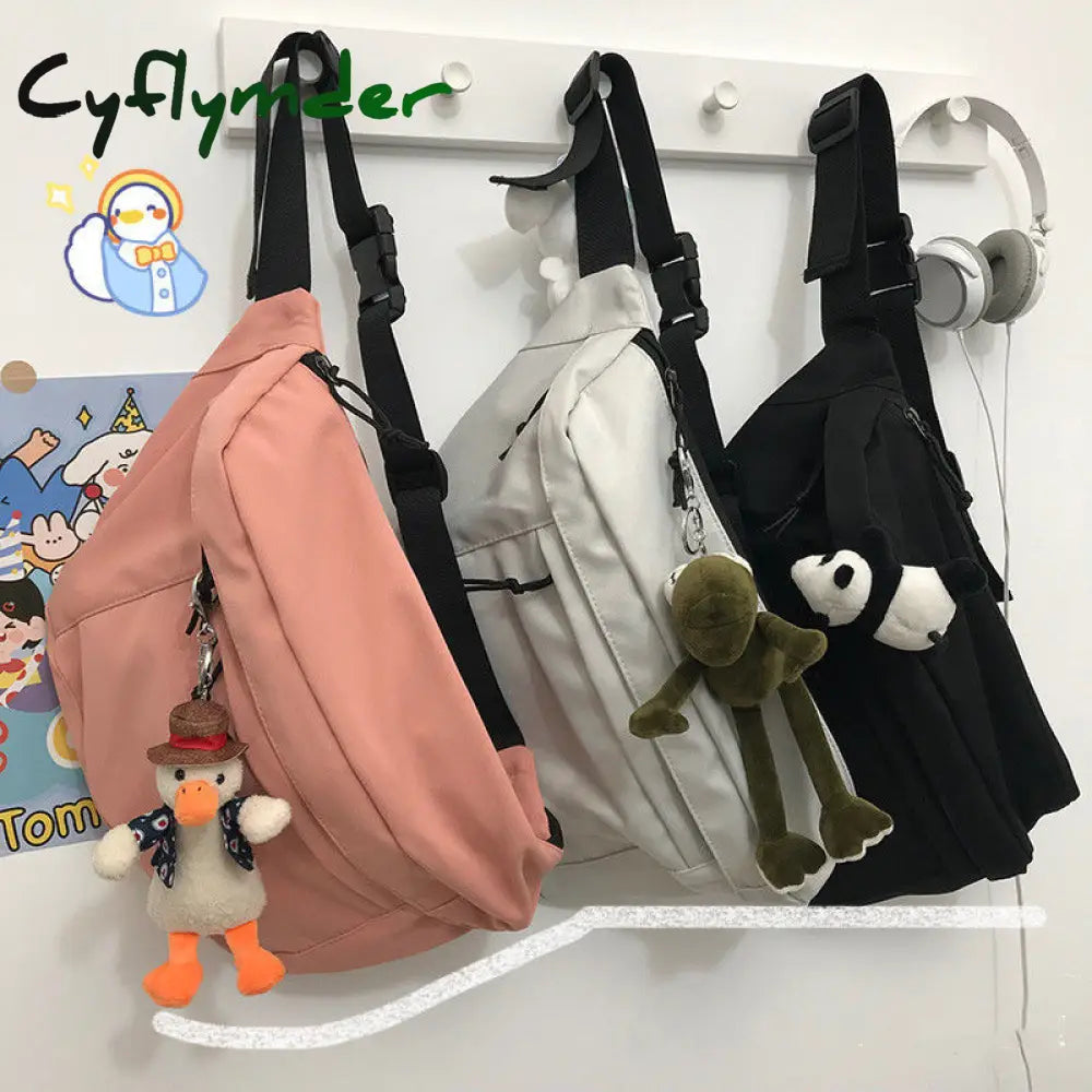 Cyflymder Couple Chest Bag Canvas Nylon Messenger Fashion Simple And Versatile Large-Capacity