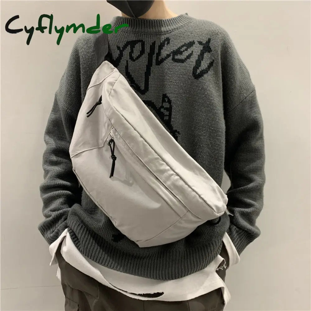 Cyflymder Couple Chest Bag Canvas Nylon Messenger Fashion Simple And Versatile Large-Capacity