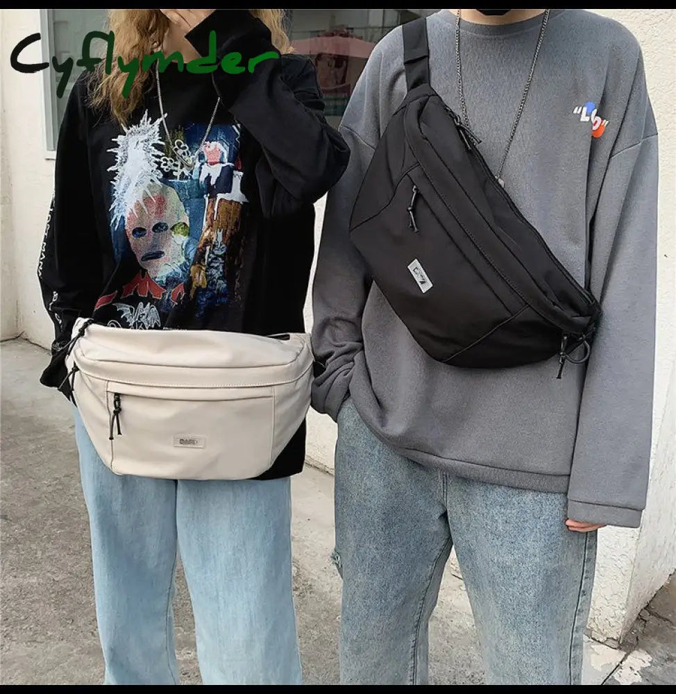 Cyflymder Couple Chest Bag Canvas Nylon Messenger Fashion Simple And Versatile Large-Capacity