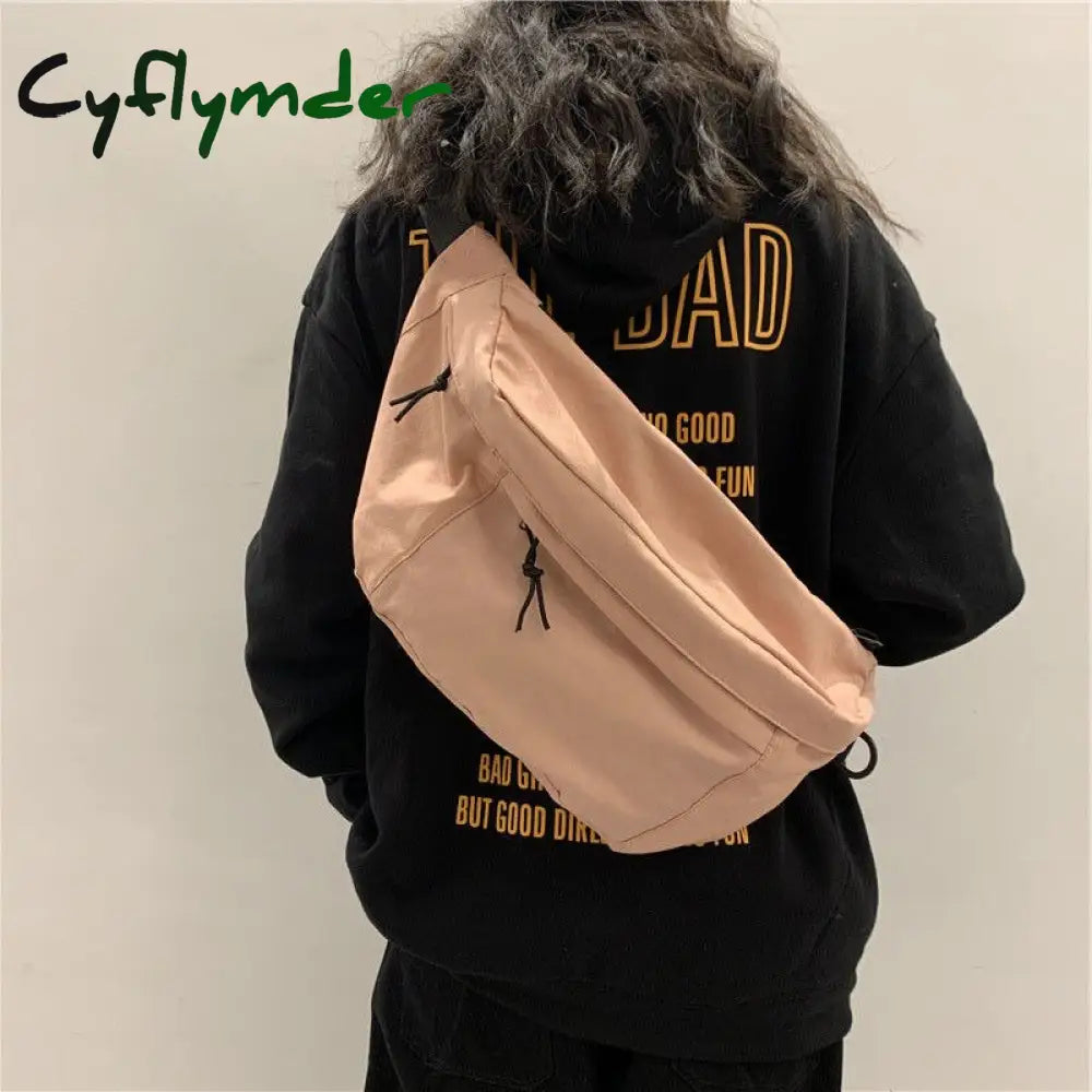 Cyflymder Couple Chest Bag Canvas Nylon Messenger Fashion Simple And Versatile Large-Capacity