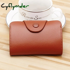 Cyflymder Cow Split Leather Men & Women Credit Card Holder Solid Hasp Accordion Business Bag Unisex