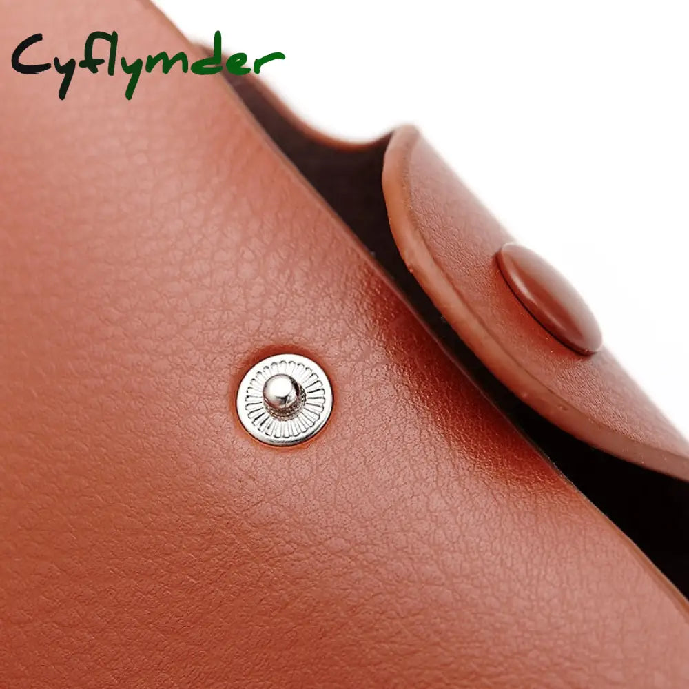 Cyflymder Cow Split Leather Men & Women Credit Card Holder Solid Hasp Accordion Business Bag Unisex