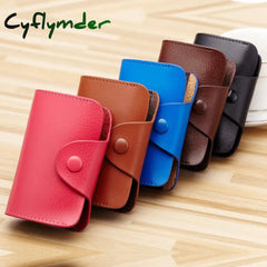 Cyflymder Cow Split Leather Men & Women Credit Card Holder Solid Hasp Accordion Business Bag Unisex